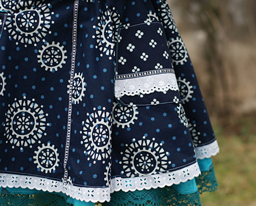 Modrotisková II... slečinkovská sukně XS/S